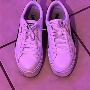 Puma white and black shoes